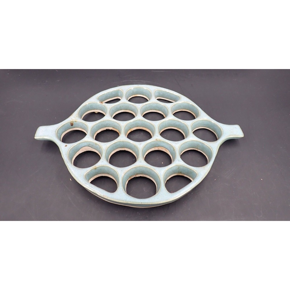 Vintage Trivet Teal Blue Honeycomb Pottery Style of Van Briggle 10.25"